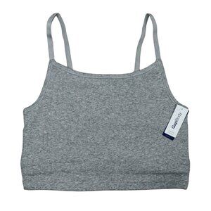 Gap Body Cotton Ribbed Cropped Cami Top With Built-In Bra NWT Gray